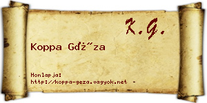 Koppa Géza névjegykártya
