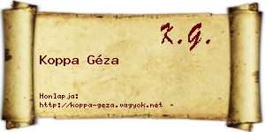 Koppa Géza névjegykártya